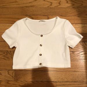White Buttoned Crop Top